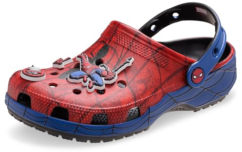 Crocs Sabots de Super-héros Marvel Unisexes pour Adultes, Spiderman, Black Panther et Captain America, Spider-Man Web, 45/46 EU