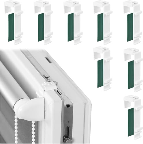 WUBAYI 8 raccords pour stores enrouleurs, sans perçage, ensemble de supports adhésifs pour stores à double rouleau, crochets de support pour fenêtres en PVC et bandes