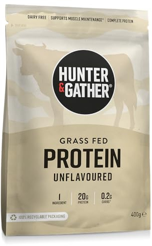 Hunter & Gather Grass Fed Beef Protein Powder 400g | 20g Protein per Serving | No Artificial Sweeteners or Fillers | Lean Muscle Growth | Dairy Free | Naturally Easy to Digest