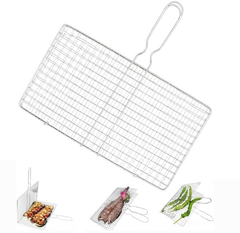 Grillkorg för grillning - kokställning i rostfritt stål | BBQ grönsaksgrill korg grilltillbehör | Utomhus Trädgård Resor Män Pappa Make Kolgrill Gasgrill Grill Pan Stekkorg Fiskstek