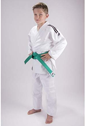 adidas Judo Club weiß, Schwarze Streifen mit Hose, Jacke + Gürtel (160)