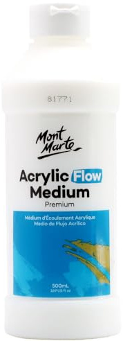 Mont Marte Acryl Medium – 500ml – Flow Medium für glatte, lange Pinselstriche – Farbflussverbesserer für Acrylfarben