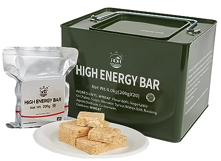 Emergency Food Rations Meal Ready To Eat, Long Self Life 18400 Calorie Survival Tabs Perfect for Camping, Hiking, Army Outdoor Disaster, 20 Pack with Tin Box