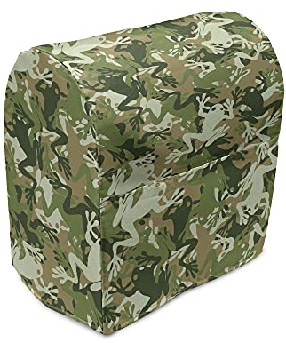 ABAKUHAUS Tier Standmixerabdeckung, Schädel-Camouflage-Design, Küchengerät Taschenhülle mit Taschen, 36 x 39 x 24 cm, Sage Pine Grün