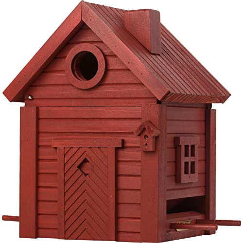 Wildlife Garden WG1125 Multiholk Rote Erde - Der Kombinierte Vogelfutterhaus und Nistkasten/Vogelhaus aus Holz