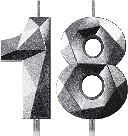 Bougies d'anniversaire 18 ans Bougie Chiffre Argentée Bougies Numéros Décoration Gateau Anniversaire Bougie 18 ans Bougies Anniversaire