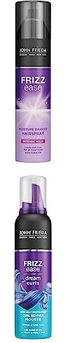 John Frieda Frizz Ease Moisture Barrier Firm Hold Hairspray & Curl Reviver Mousse with Heat Protection: 250ml,200ml