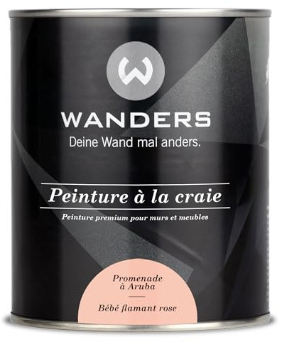 Wanders Shabby Chic Peinture à la craie 750 ml – Baby Flamingo/corail très clair – Peinture pour meubles de cuisine et meubles sans ponçage – Peinture à la craie pour bois et plus encore – Haut