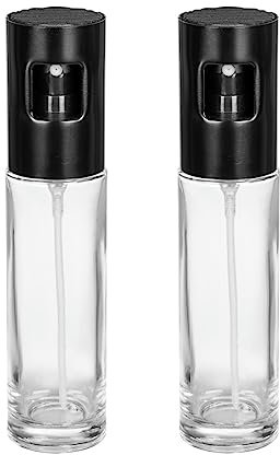 WENKO Sprüher für Essig und Öl Mod. Nevo 2er Set, Glasbehälter à 100 ml, Sprühkopf aus Edelstahl, Kunststoff-Pumpknopf, (B/T x H): je Ø 4 x 17 cm, Schwarz