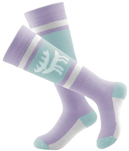 Qunature Calcetines de Esquí Niños 1 Par Calcetines Térmico de Lana Calcetines Grueso Multifuncional para Esquí Senderismo Snowboard Deporte Invierno 33-36 Rosa Morado