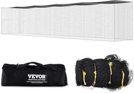 VEVOR Baseball Batting Netting, Professional Softball Baseball Batting Hitting Training Net, Practice Portable Pitching Cage Net with Door & Carry Bag, Heavy Duty Enclosed PE Netting, 70FT (NET ONLY)