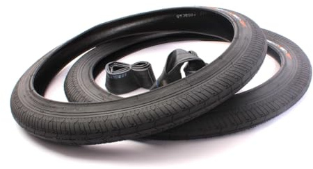 KHE 20 Zoll MAC2+ BMX Fahrrad Reifen- und Schlauch-Set, 2X Drahtreifen 450g schwarz, 2X Twiggy Schläuche 108g, Ultraleicht