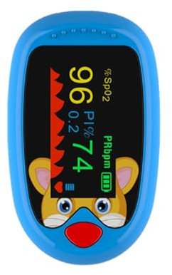 Lvozize Oxymètre de Doigt Professionnel, Saturometre Oxymetre de Pouls Moniteur de Fréquence Cardiaque Écran LED Surveillance du Pouls Oxygene Appareil pour Mesure pour Enfant (Bleu)