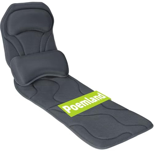 Poemland Full Body Bath Pillow for Tub - Extra Long & Thick Tub Pillow | Head, Back & Lumbar Support, 168 Non-Slip Suction Cups, Soft 5D Mesh Spa Cushion, Fits All Tubs-Gift for Soaking(Gray)