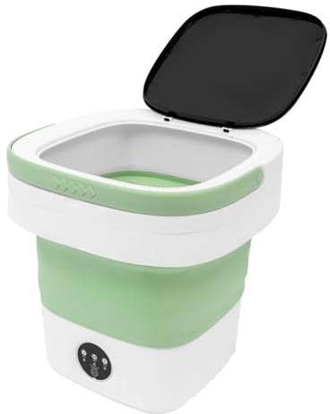 Xigner Mini machine à laver pliable 12 l - Machine à laver de camping portable avec essoreuse, panier de vidange, petite pour sous-vêtements, vêtements de bébé, voyage, camping-car (vert)