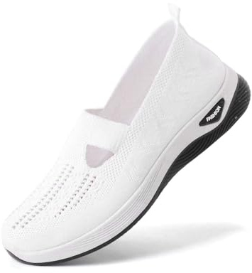 Mocassini da donna atletica ballerine ortopediche antiscivolo casual scarpe a piedi punta rotonda sneakers da tennis senza lacci, moda e sport, chic fitness slip on