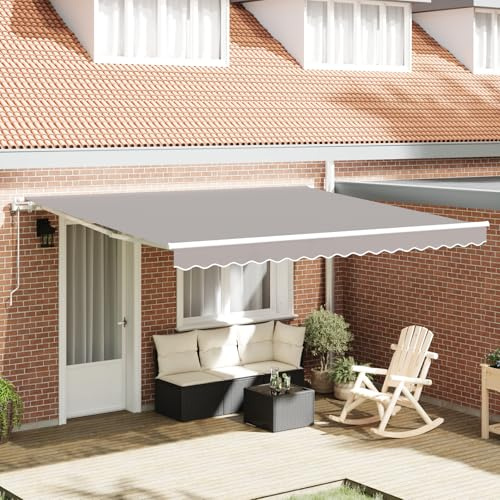 IKAYAA Toldo Motorizado 4 x 3 m, Toldo Electrico Exterior, Toldo Articulado Eléctrico con Mando a Distancia, Toldo Brazo Extensible para Terraza, Jardín, Gris Claro
