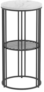 Tavolino da caffè moderno in marmo, 30 cm, rotondo, a 2 ripiani, espositore compatto per piante, balcone, negozio di fiori, hotel