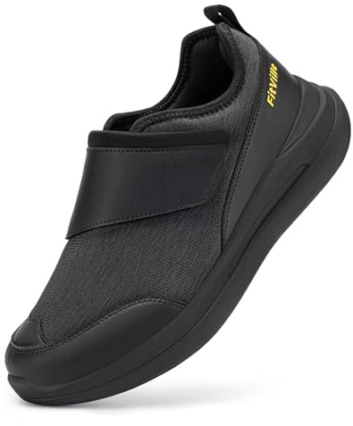 FitVille Men's Slippers Extra Wide Fit Diabetic Shoes with Adjustable Strap Arch Support Walking Trainers for Swollen Feet Plantar Fasciitis