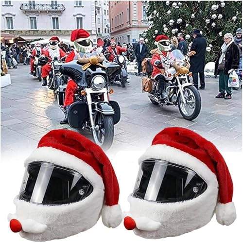 2 Pezzi Copricasco Babbo Natale, Copri Cascos Moto Babbo Natale In Peluche, Copertura Protettiva Per Cascos Integrale Per Moto Protezione Integrale, Cappelli Per Casco Natalizio, Casco Non Incluso