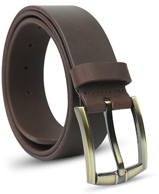 VALANTI Leather Belts for Men – Genuine Buffalo Leather Belt | Tan & Brown Leather Belt | Classic Men's Belt for Jeans, Trousers and Everyday Wear | Belt with Gift Box (Brown, L-47inches)