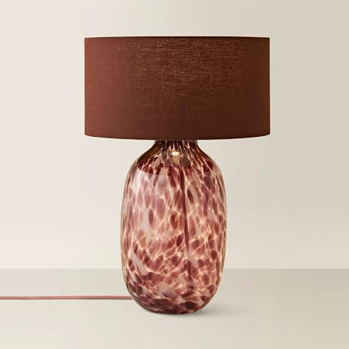 ValueLights | Belinda Burgundy Confetti Glass Table Lamp with Drum Shade and Bulb | Table Lamps, Home Décor & Improvement Essential