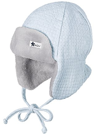 Sterntaler Fliegermütze für Jungen mit Bindebändern, Alter: ab 5-6 Monate, Größe: 43, Blau (Himmel)