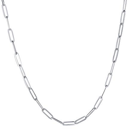 Sunling Stainless Steel Dainty Paperclip Link Chain Necklace for Women with Extension - Silver and Gold Color