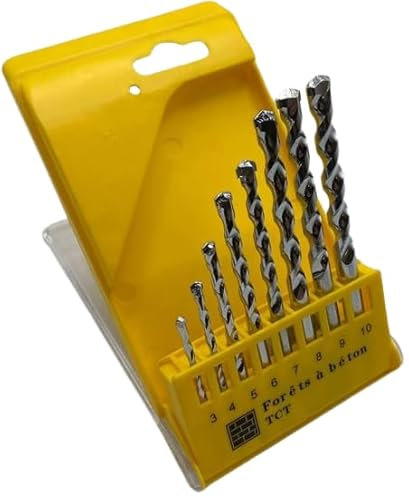 Nemura Coffret de 8 Forets à Béton TCT - Pointe Carbure de Tungstène - Lot de Mèches pour Perceuse - Avec Boîte de Rangement - Outillage Résistant - Marque Française