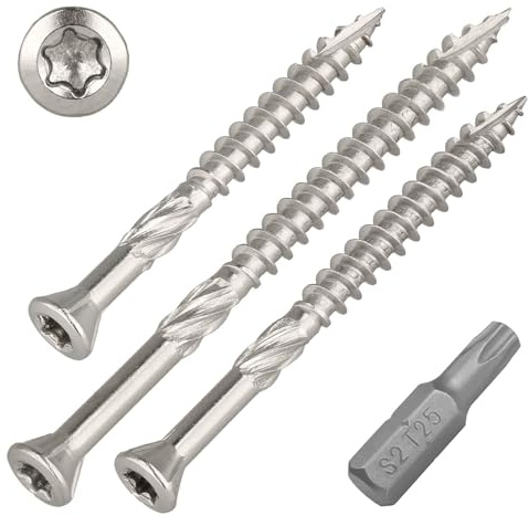 SCREW REBEL Viti per terrazze ST-FIX in acciaio inox A4, 5,0 x 70 mm, 200 pezzi con punte S2, TX 25, testa svasata, fresa per denti di sega, punta tagliata, vite cerata