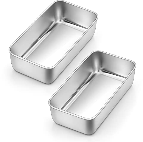 HaWare Kastenform, Edelstahl Brotbackform Toastbrot 2er Set, Rechteckig Brotform Backform Kastenbackform für Saftige Fluffige Brot/Kuchen - 23,5 x 12,6 x 6 cm, Gesund & Langlebig, Spülmaschinenfest
