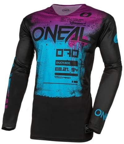 O'NEAL | Motocross-Shirt langarm | MX MTB Mountainbike | Leichtes Material, ergonomischer Slim Fit Schnitt für perfekte Passform | Mayhem Jersey Scarz V.24 | Erwachsene | Schwarz Blau | Größe L