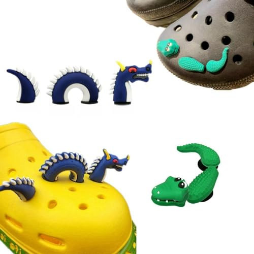 tikono 3D skoberlocker, dekoration, 2 set (justerare, drake) clog berlockpaket, träpinnar alligatordekorationer för skoberlocker för kvinnor män pojkar flickor festgåvor, Plast