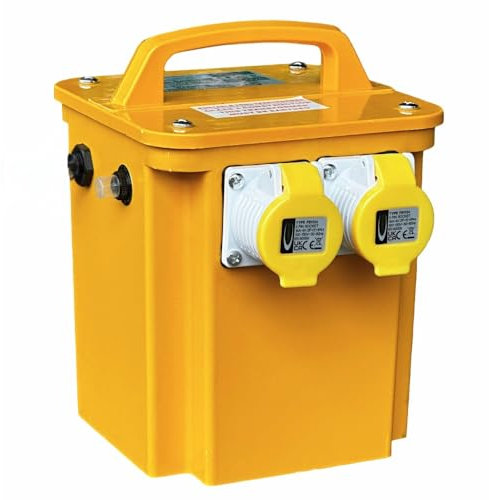 3.3kVA Portable Site Transformer - 230V to 110V Step Down Transformer - 3300VA Intermittent & IP44 13A UK Plug - 1.5m Cable & Twin 16A Outlets - Ideal for Construction & Industrial use - BS EN60309