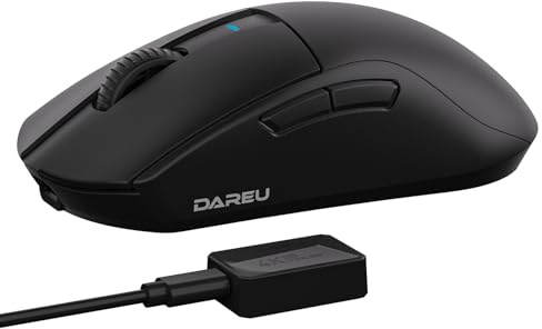 DAREU A950pro 4K Wireless Gaming Mouse: 55 g Ultraleicht, 4 kHz Abtastrate, Optischer Sensor PAW3395, 5 Programmierbare Tasten, Unterstützt 15-minütiges Schnellladen und Tri-Mode-Verbindung (Schwarz)