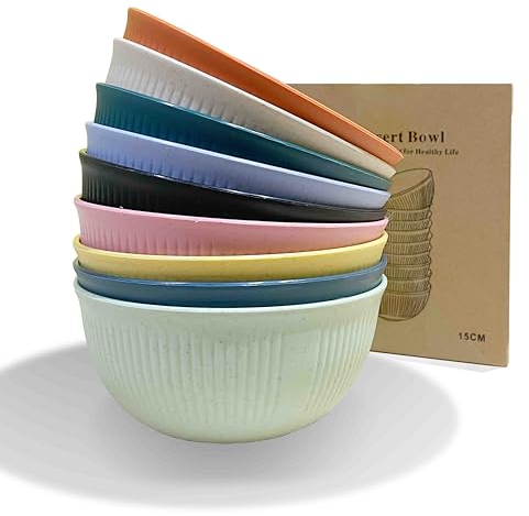 WANBY Leichte Kunststoffschalen Schalen Unbreakable Abendessen Schalenset Nicht-Toxin Geschirrspüler Mikrowellengeeignet BPA frei und gesund (680ml 9 Stück)