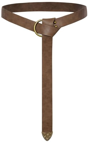 Scarlet Darkness Medieval Leather Belt Renaissance Accessory Pirate Viking Belt for Men Women Brown