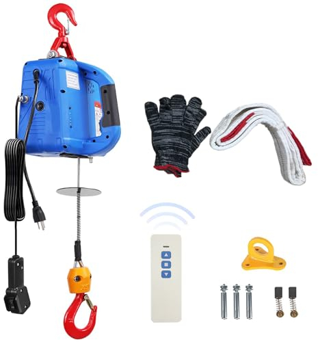 Jargrovs 3 en 1 Polipasto eléctrico,Cabrestante eléctrico 220v con control remoto inalámbrico,cabrestante eléctrico portátil de 500kg/1100 libras,7,6m montacargas de balcón para almacén doméstico de