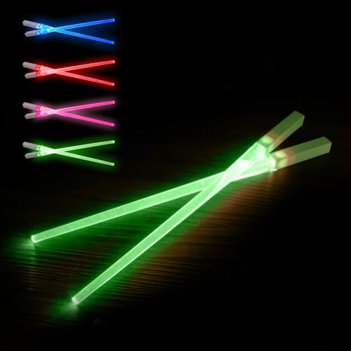 SithSticks® 2 Bastoncini Luminosi Verdi | Bastoncini Spada Laser a LED | Posate Lavabili e Rutilizzabili per Bambini e Adulti | Cucina Cinese e Giapponese | Idea Regalo | OriginalCorner®
