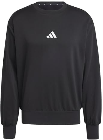 adidas Hombre Essentials Feelcozy Fleece Sweatshirt, Black/White, L