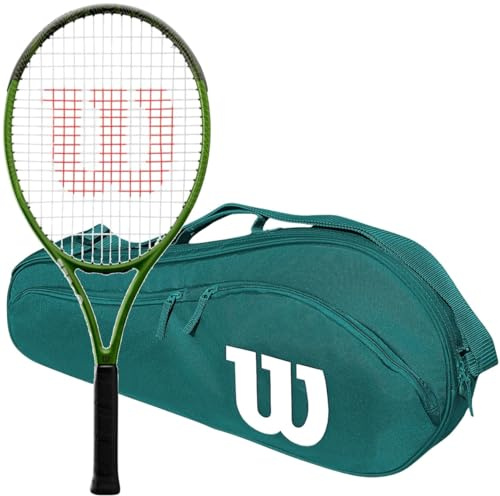 Wilson Blade Feel Comp 26 Inch Jr Tennis Racquet Bundled w a Wilson Advantage 2.5 Tennis Bag (Green)