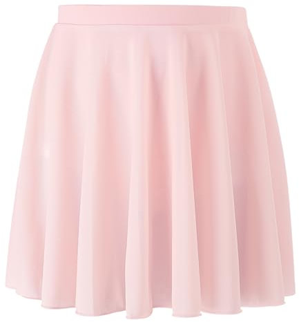 SPFASZEIV Jupe de Ballet pour Enfants Jupes de Danse à Enfiler pour Filles Maill élastique Jupes Rose S