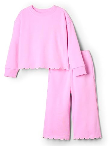 Amazon Essentials x Sofia Grainge - Conjunto de pantalón y Camiseta de Rizo francés para niña, Rosa, 12 Meses