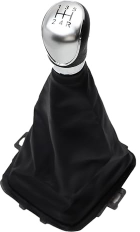 YananAC Pomello del cambio 5 marce 1556845 compatibile con Fiesta MK5 MK6 2008-2012, nero + argento, 3 x 5 cm, 1 pezzo, bottone, 1 cm di proiezione, moderno, 8A6R-7H409-MA 8A6R7H409MA