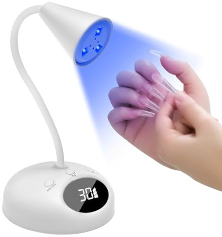 CGBE Mini UV Lampe für Gelnägel: 18W LED-Perlen Nagellampe mit 4 Modi, Smart Auto-Sensor und LCD Display, Mini UV Lampe für Nägel für DIY Maniküren zu Hause oder im Salon. (White)