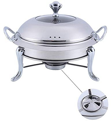 HGJHJJHK Olla De Fondue De Acero Inoxidable, Juego De Buffet De Plato De Chafing Redondo, Desayuno De Queso, Cocina Diaria Familiar, Camping Al Aire Libre,Oro,0.66ft Decoration