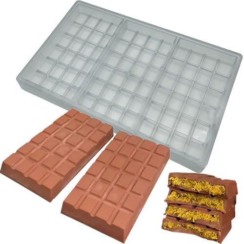 Goldbaking Polycarbonat-Form für tiefe Schokoladentafeln, Energie-Protin-Riegel, DIY-Werkzeug, Füllung, Schokoladenschlangen, tiefer Choclate bedeckte Keksform für gefüllte Schokolade, Süßigkeiten