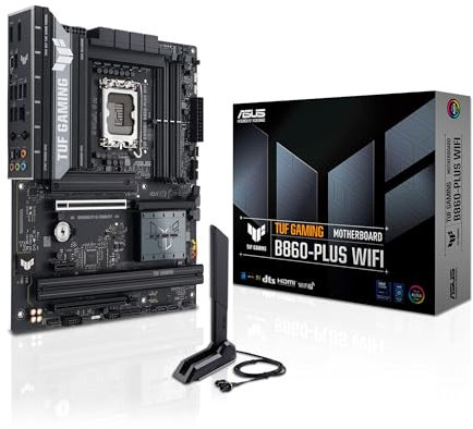ASUS TUF Gaming B860-PLUS WiFi, Placa Base Intel ATX, 12+1+2+1 80A etapas de alimentación DrMOS, DDR5, PCIe 5.0, 3 Ranuras M.2, Wi-Fi 7, Realtek 2.5Gb Ethernet, DisplayPort, USB Tipo-C 20Gbps
