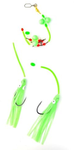 FLADEN Leng & Dorsch Vorfach, 1,0mm Monofile, 7/0 Haken, mit Oktopus und Rasseln, Naturködervorfach, Naturködersystem, Leng