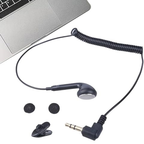 Filo a molla singola auricolare-auricolare mono cavo arrotolato, design a clip per over-ear | Cuffie auricolari auricolari mono da 3,5 mm, cuffia auricolare leggero, ricevitore audio di Walkie Talkie,